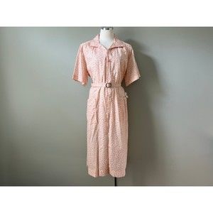 Deadstock 1960s Vintage Womens Fall Flowers Shirt House Dress Belt Carolina Maid